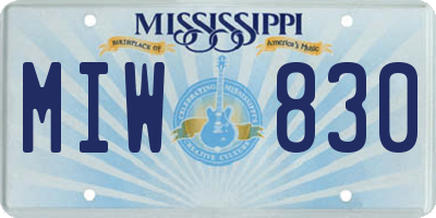 MS license plate MIW830