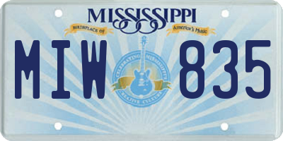 MS license plate MIW835