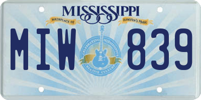 MS license plate MIW839