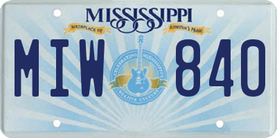 MS license plate MIW840