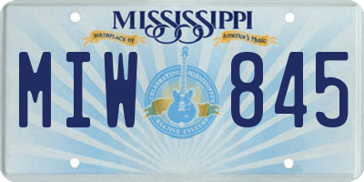 MS license plate MIW845