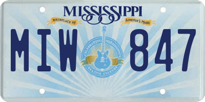 MS license plate MIW847
