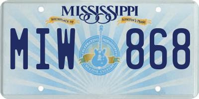 MS license plate MIW868