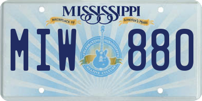 MS license plate MIW880