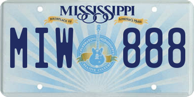 MS license plate MIW888