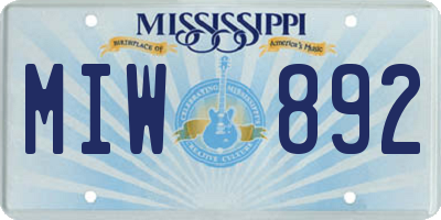 MS license plate MIW892