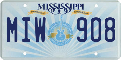 MS license plate MIW908