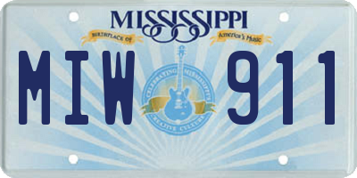 MS license plate MIW911