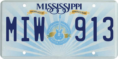 MS license plate MIW913