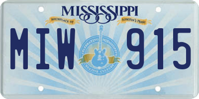MS license plate MIW915