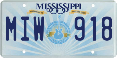 MS license plate MIW918