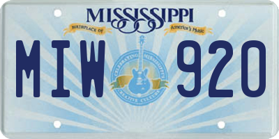 MS license plate MIW920