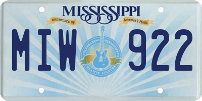 MS license plate MIW922