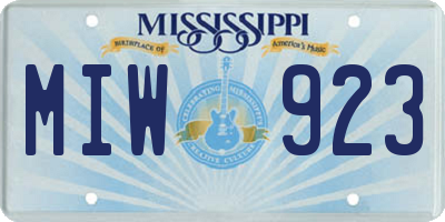 MS license plate MIW923
