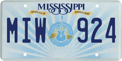 MS license plate MIW924
