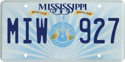 MS license plate MIW927