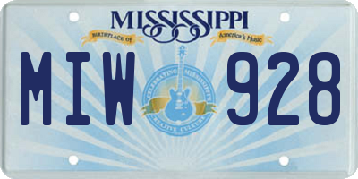 MS license plate MIW928