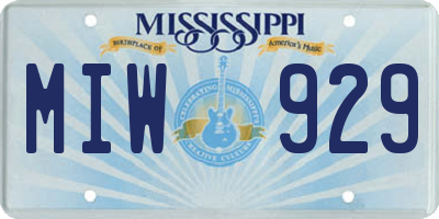 MS license plate MIW929