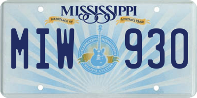 MS license plate MIW930