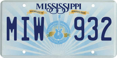 MS license plate MIW932
