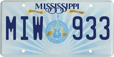 MS license plate MIW933