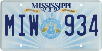 MS license plate MIW934