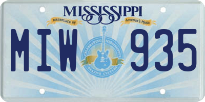 MS license plate MIW935