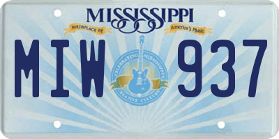 MS license plate MIW937