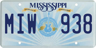 MS license plate MIW938