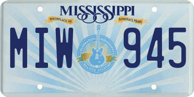 MS license plate MIW945
