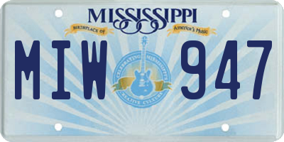 MS license plate MIW947