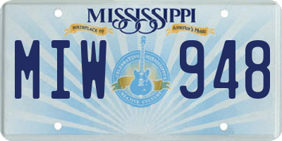 MS license plate MIW948