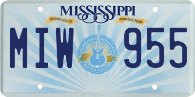 MS license plate MIW955