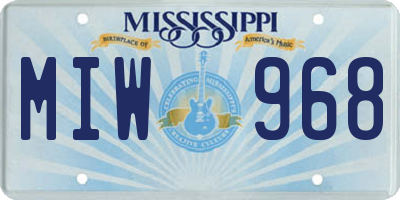 MS license plate MIW968