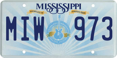 MS license plate MIW973