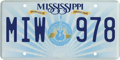 MS license plate MIW978