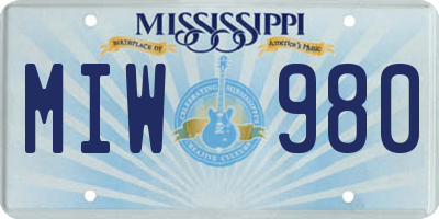 MS license plate MIW980