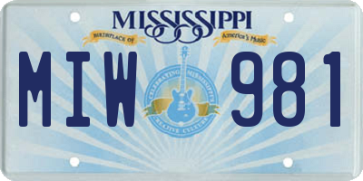 MS license plate MIW981