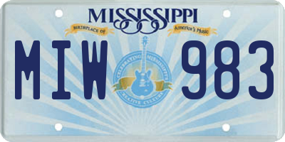 MS license plate MIW983