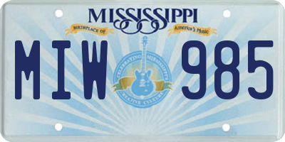 MS license plate MIW985