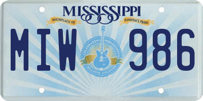 MS license plate MIW986