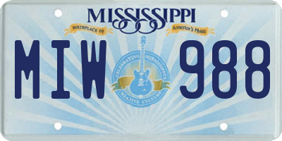MS license plate MIW988