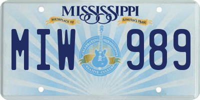 MS license plate MIW989