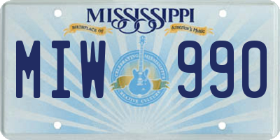 MS license plate MIW990
