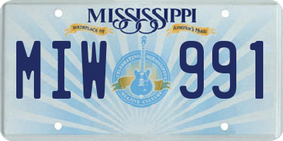 MS license plate MIW991