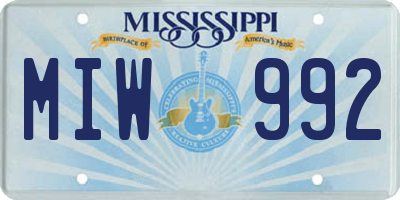 MS license plate MIW992