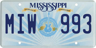 MS license plate MIW993