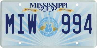 MS license plate MIW994
