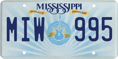 MS license plate MIW995