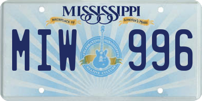 MS license plate MIW996